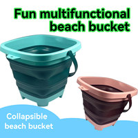 Children's collapsible bucket multi-functional small bucket seaside toys play sand portable play water catch the sea