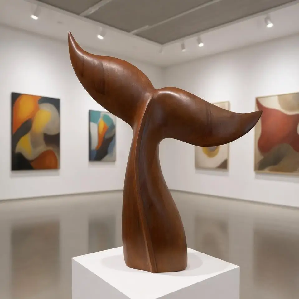 

Изготовленная на заказ резная деревянная скульптура в виде хвоста кита, художественный декор для рабочего стола, украшение для дома, отеля, офиса