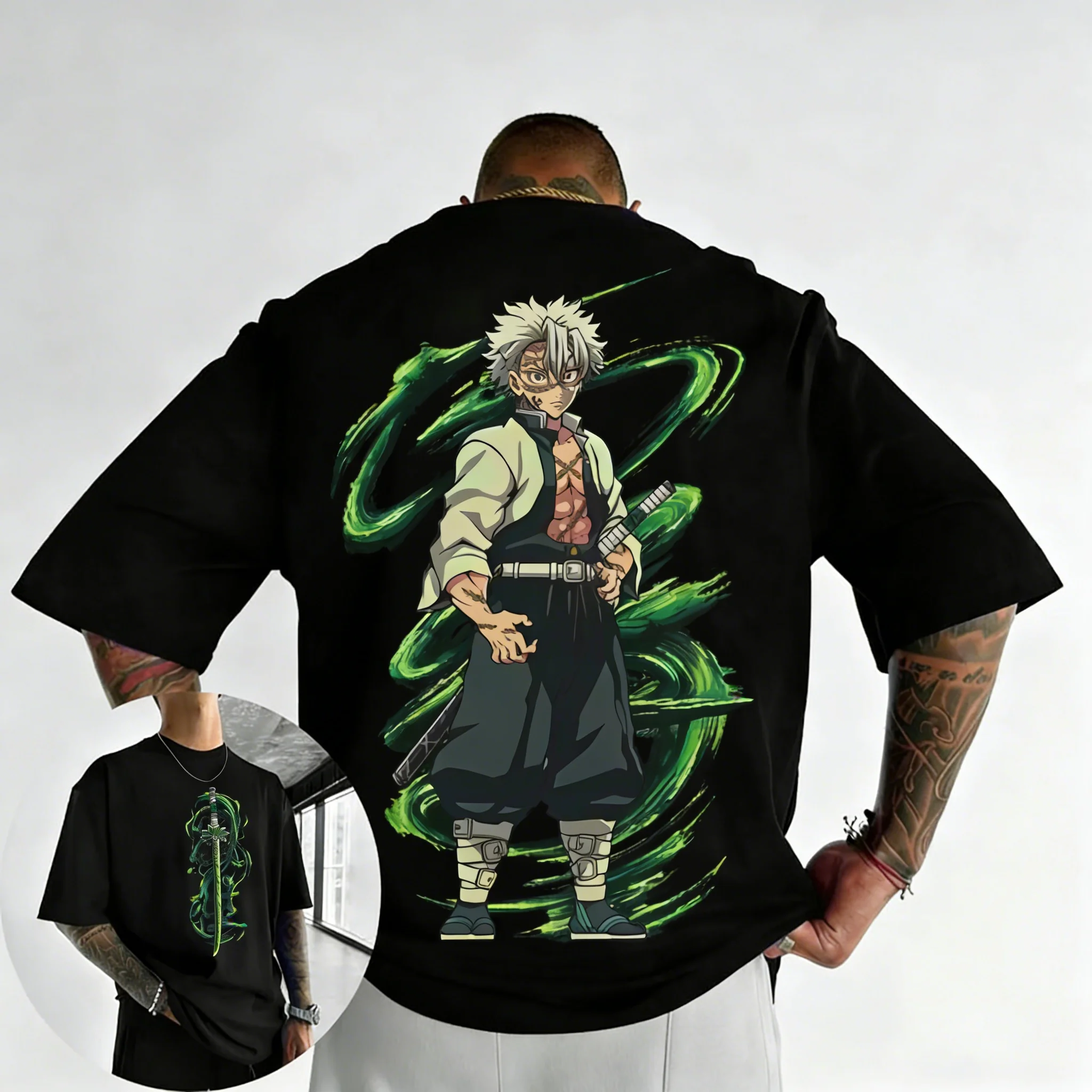 Demon Slayer Anime Shinazugawa Sanemi Joint T-Shirt 2026 Herren Sommer Neu Street Hip Hop Loose Casual Y2K