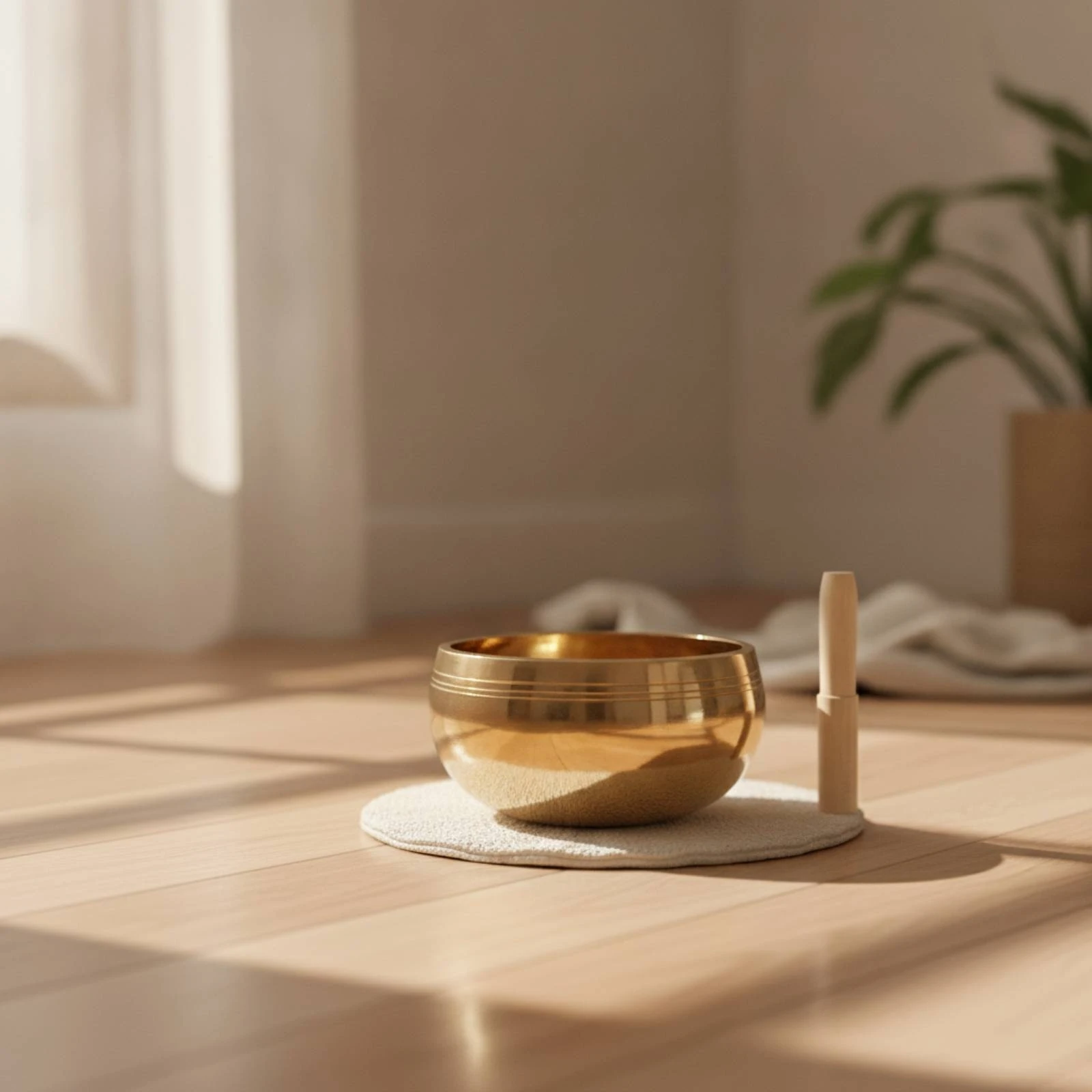 Singing Bowl with Wooden Striker Resonant Copper Singing Bowl Calming Portable for Meditation Practitioners, Spiritual Practice