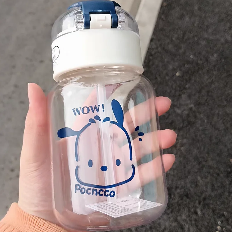 

400 мл Sanrio бутылка для воды аниме Hello Kitty прозрачная соломенная чашка для воды Kawaii портативные спортивные пластиковые стаканчики на открытом воздухе подарки для детей
