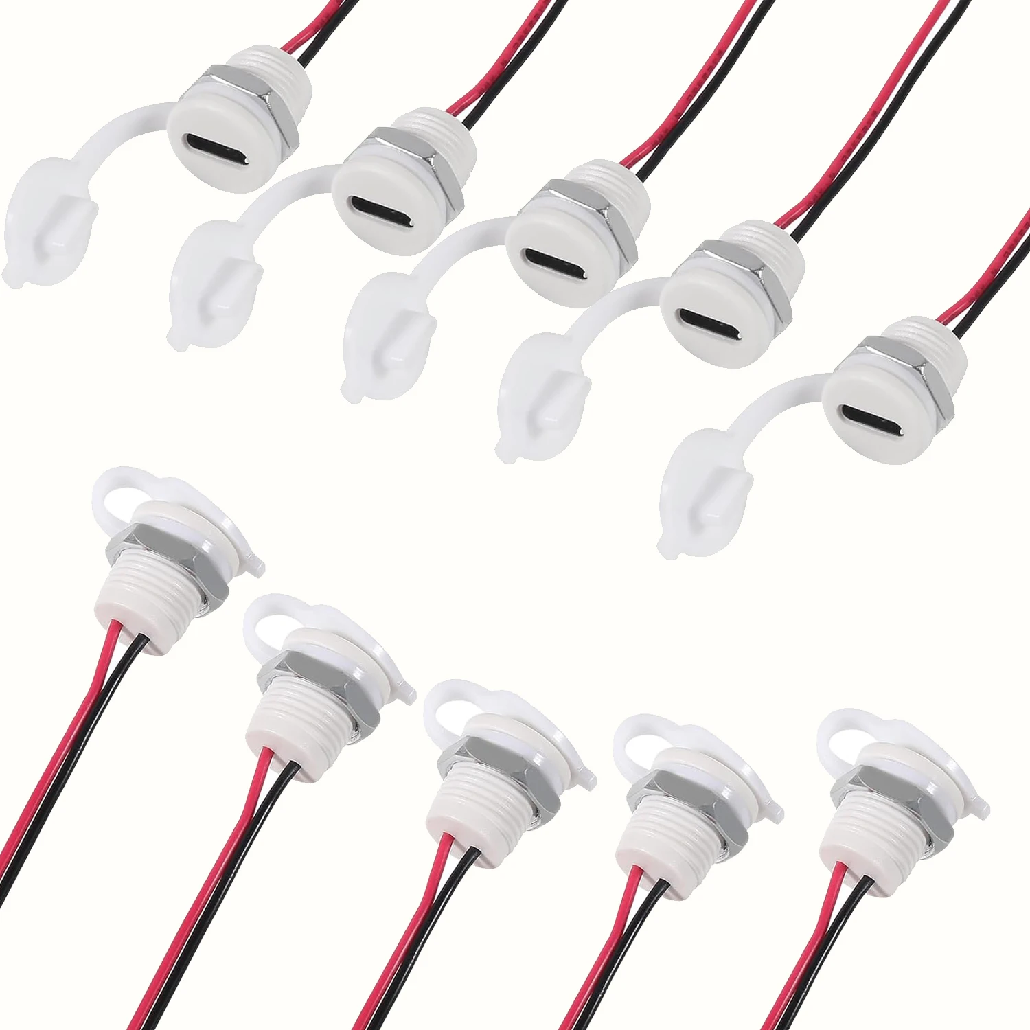 10pcs Type-C Chassis 2 Pin Type-C Socket Connector Waterproof Jack Female Charging Port 3A USB-C Charger Plug Socket