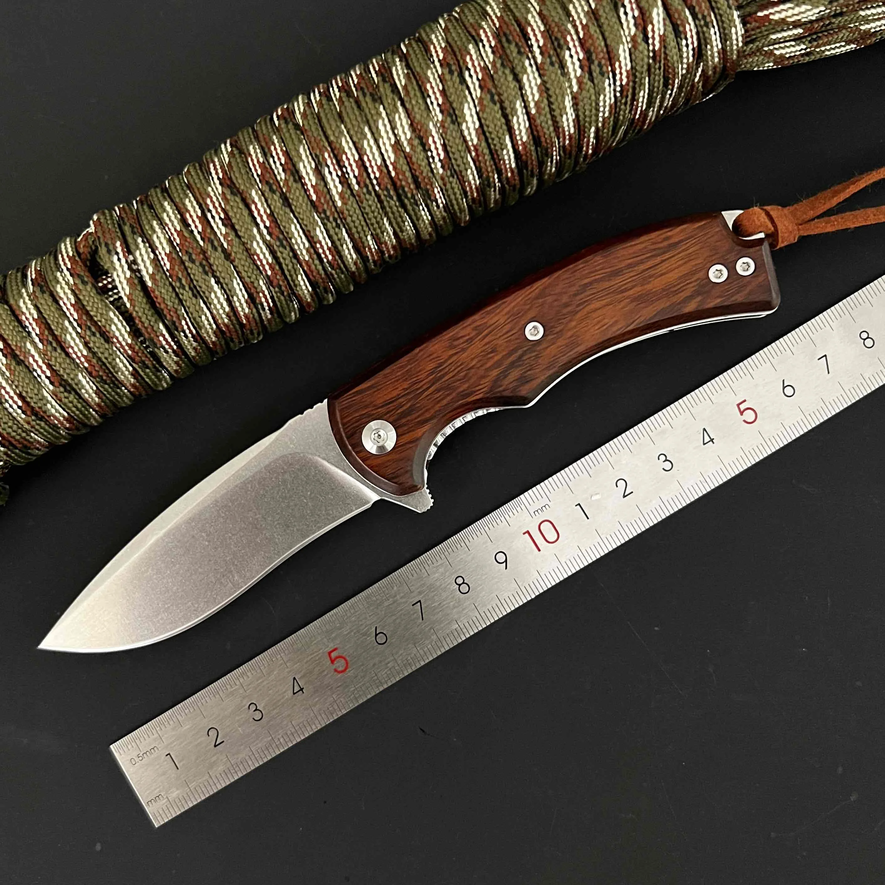 

Ручное стальное лезвие M390, железная деревянная ручка для пустыни, складной EDC, маленький нож для кемпинга, охоты, инструмент для самообороны