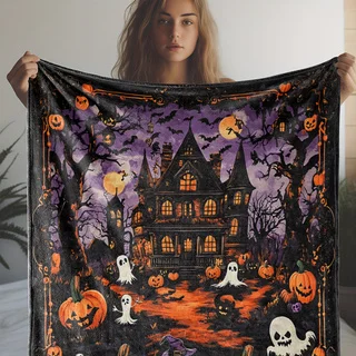 

Мягкое фланелевое одеяло, подходящее для дома, офиса, кемпинга. Отличный выбор на Хэллоуин, День Благодарения и рождественские подарки.