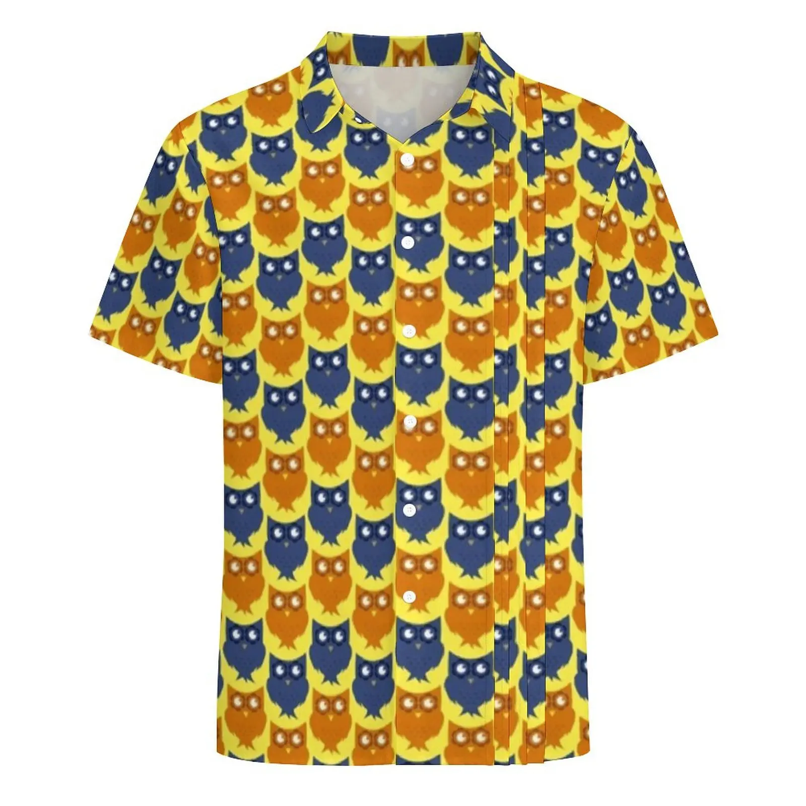 Owl Design Vacation Shirt Man Lil Hatchling Vintage Casual Shirts Hawaiian Short Sleeve Streetwear Design Oversized Blouses