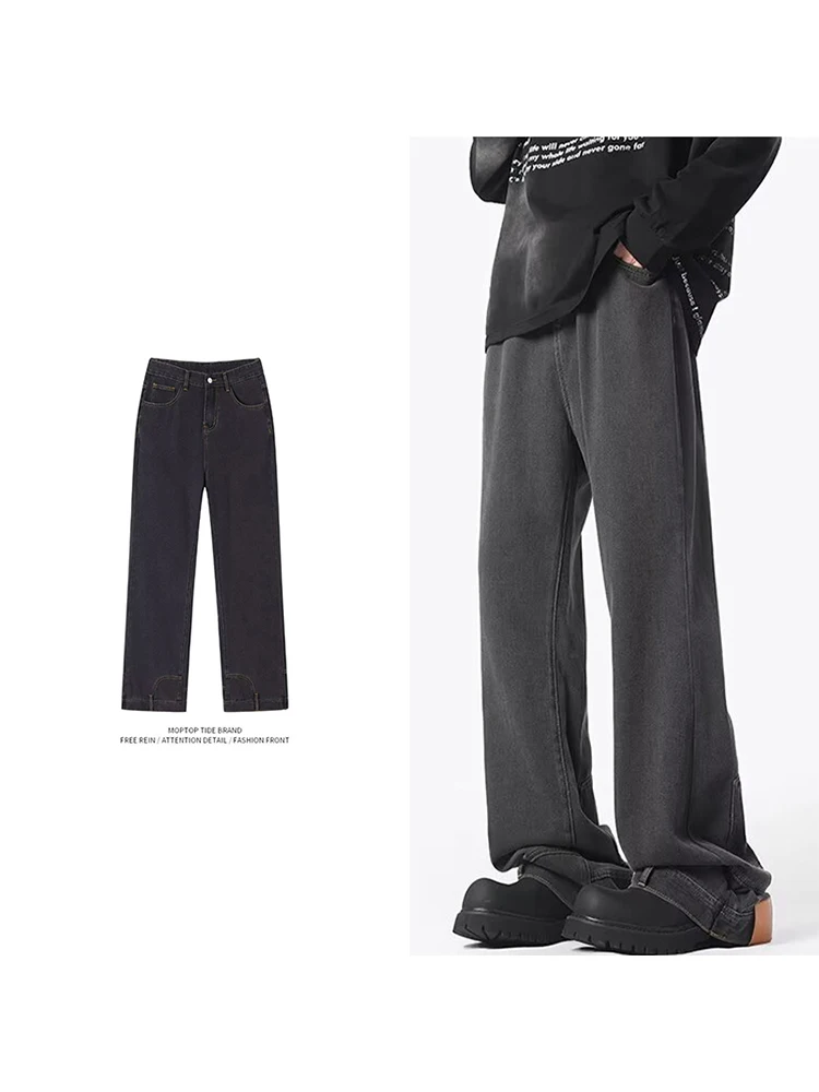 

Original American Trendy Brand Denim Jeans Men Women Straight Loose Anti-Wear Pants Casual Long Cotton Straight Leg Jeans