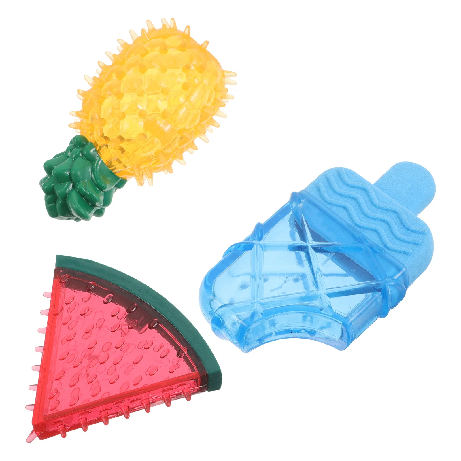 

3Pcs Pet Chew Squeaky Interactive Pineapple Watermelon Summer Cooling Teething Puppy Training Balls Soft Dog