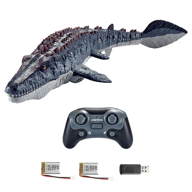 2.4G RC Dinosaur Toys For Kids, RC Water Toys RC Boat With Lightfor Swimming Pool Water Toys (With 2 Batteries)