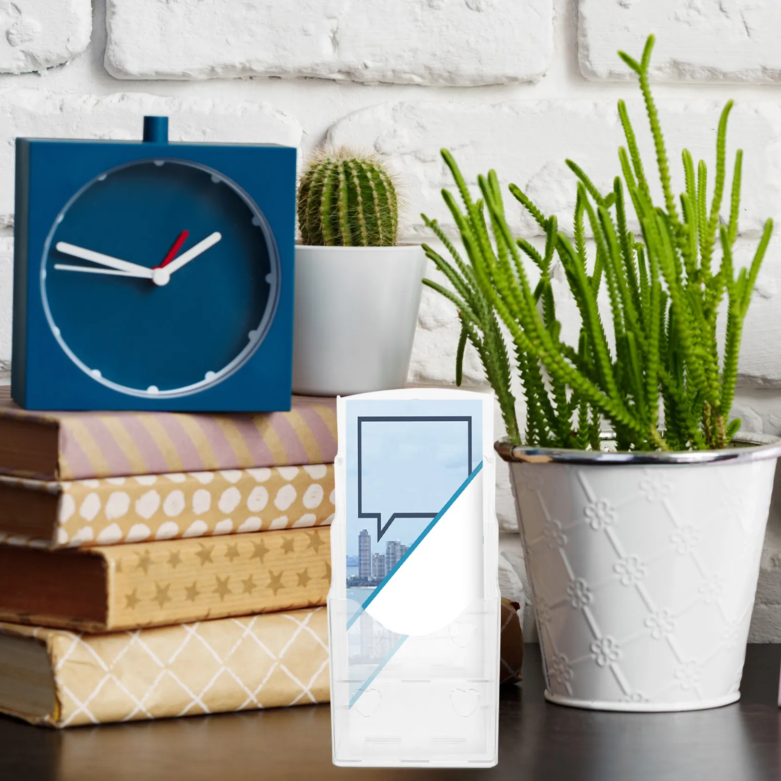 Clear Foldable A6 Brochure Holder Desktop Rack Transparent Pamphlet Organizer Stand for Office Retail Exhibition Display File