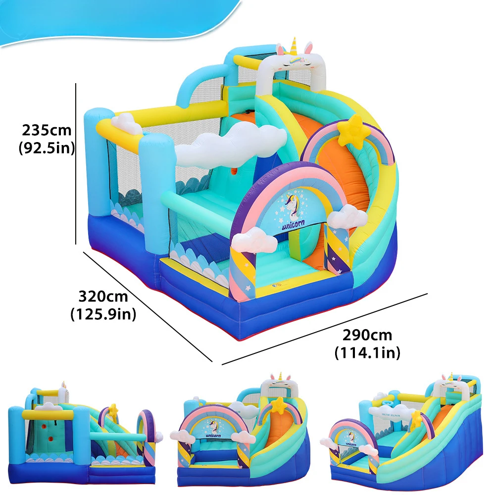 Inflatable Castle Unicorn Inflatable Slide Small Home Castle Slide Inflatable Jumping Bed Castle