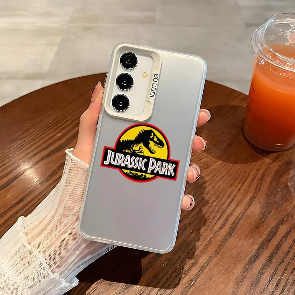 Jurassic Park Dinosaur Phone Case Matte Colored Silver for samsung Galaxy S10 S21 S22 Plus S23 S24 Ultra FE Luxury Cover