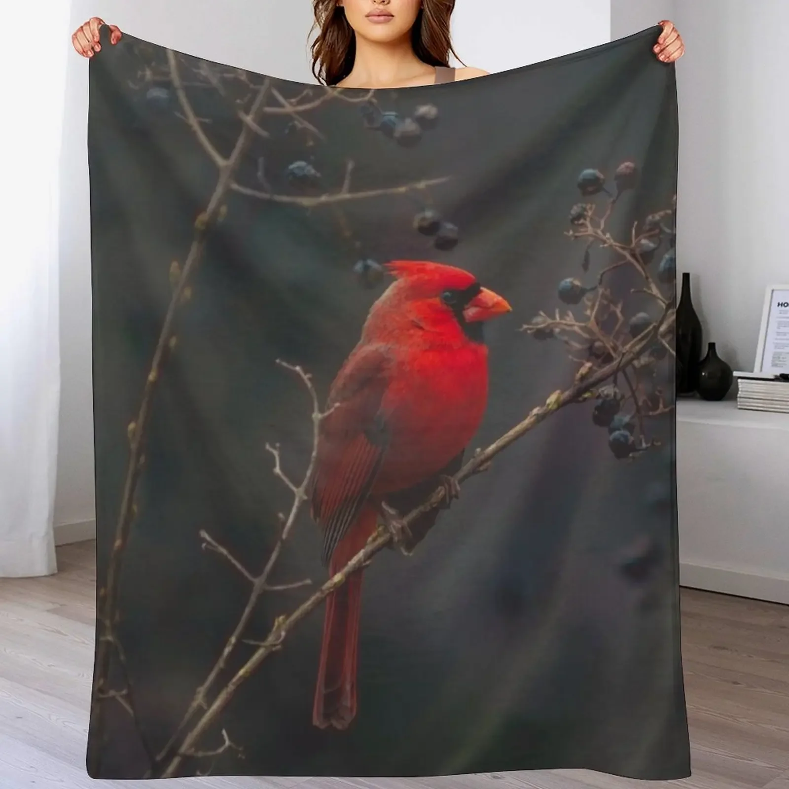 

Male Cardinal Throw Blanket Nap Flannel Single Loose Blankets