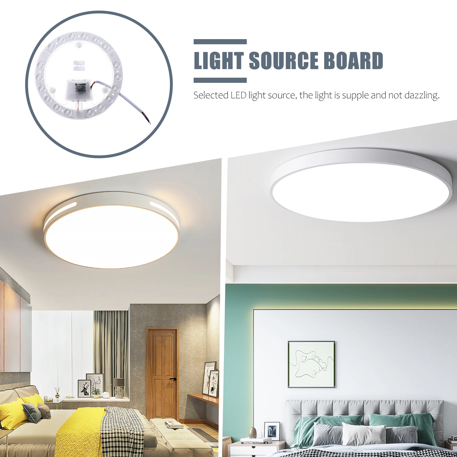 

Board Circular Refit Kit for Ceiling Lamp Transformation Dinning Bedroom Home Shop Plastic Aluminum Base