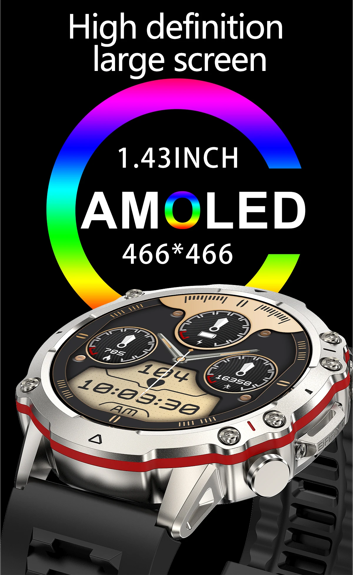 Smartwatch AMOLED Smart Watch Men Bluetooth Call Sports Fitness Tracker Custom Dial Always Display IP68 waterproof Android IOS