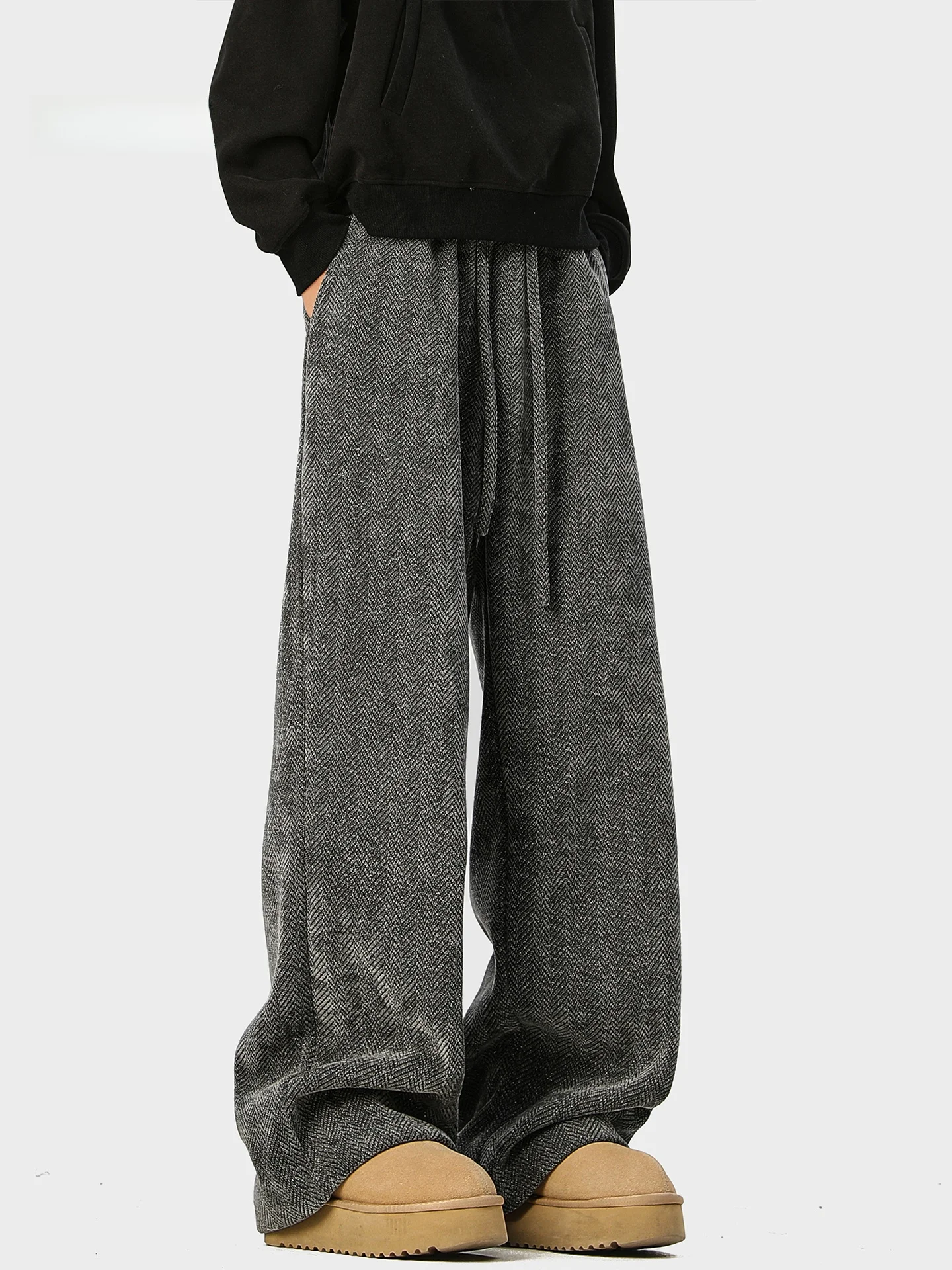 

Мужские зимние повседневные брюки Thiened Fce Lined Wide Leg с широкими штанинами, свободного кроя, в американском стиле Cleanfit, с драпировкой и узором Crossatch