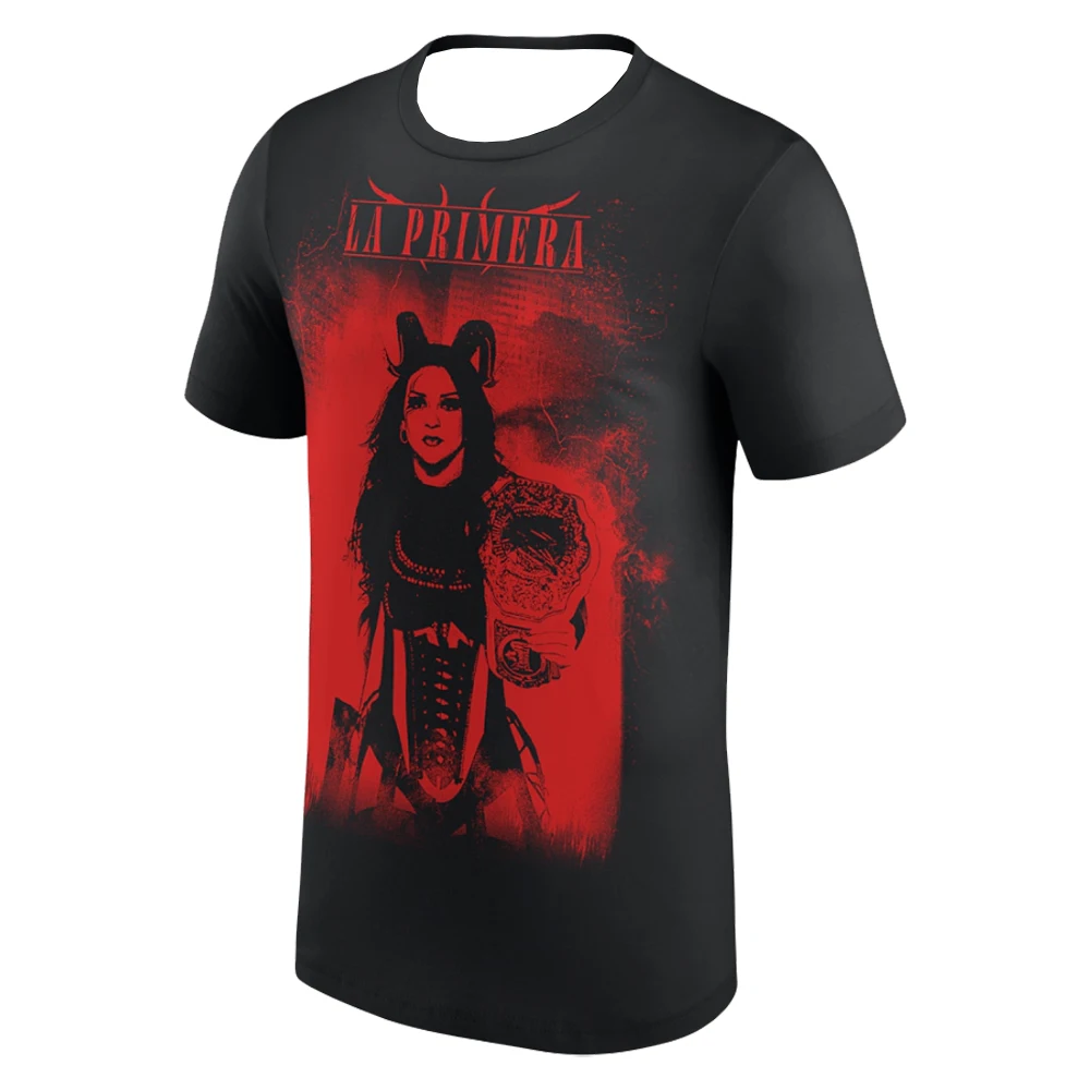 Men's Black Stephanie Vaquer La Primera T-shirt Crewneck Short Sleeve Black Tee Women Outdoor Sportwear Tops