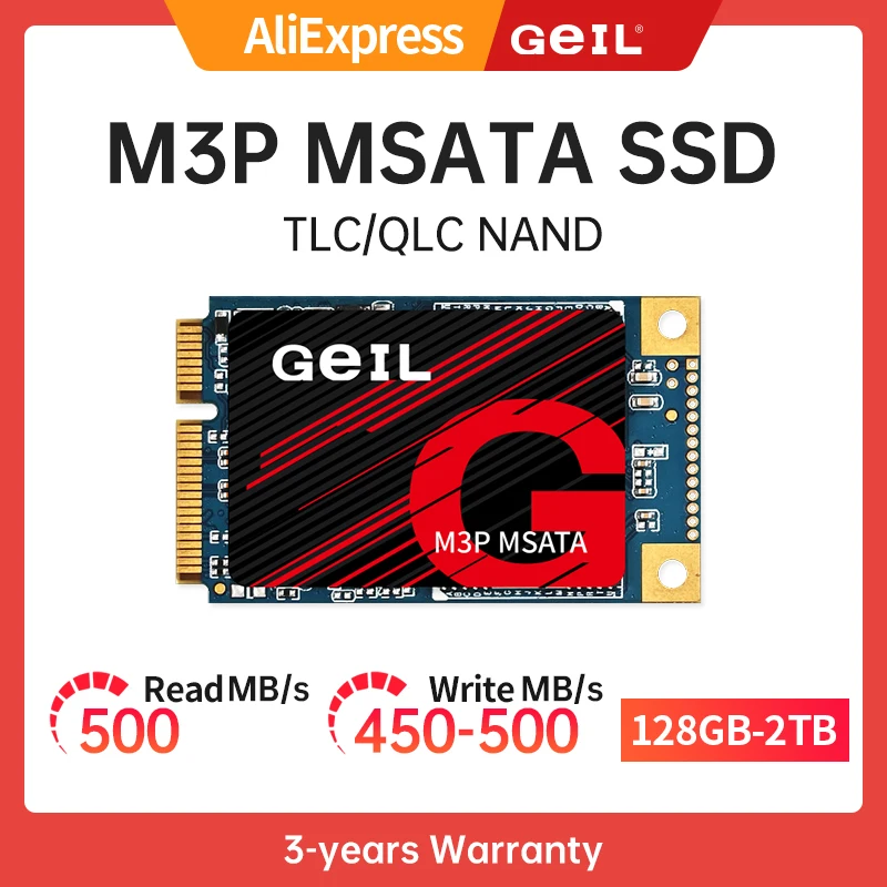 

Внутренний твердотельный накопитель GeIL SSD M3P MSATA, 128 ГБ, 256 ГБ, 512 ГБ, 1 ТБ, твердотельный диск для ноутбука, ПК, настольного компьютера