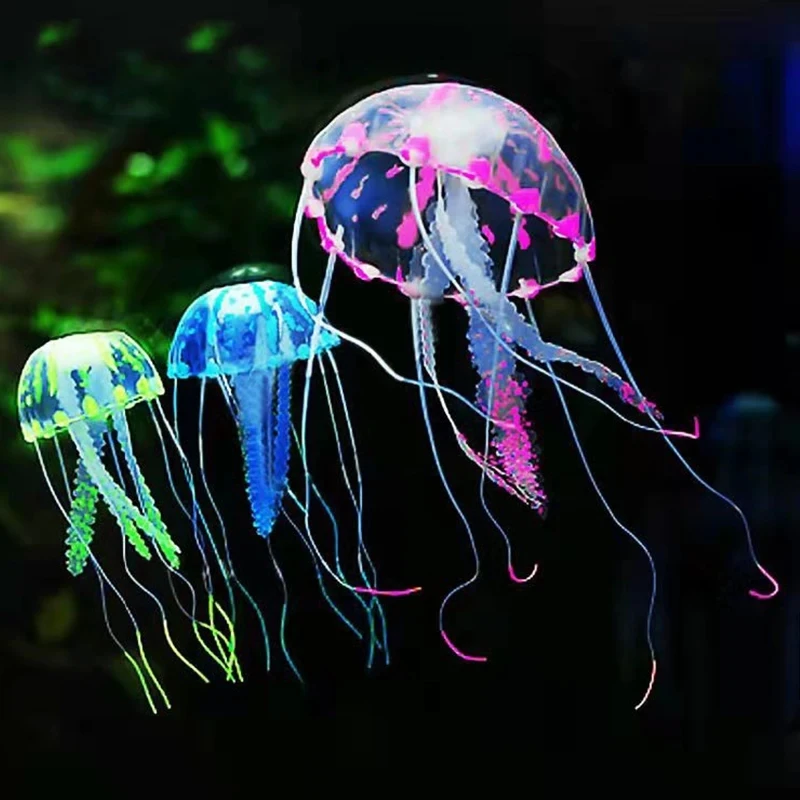 Nuoto artificiale incandescente meduse fluorescenti decorazione dell\'acquario serbatoio di pesce pianta subacquea ornamento marino del paesaggio