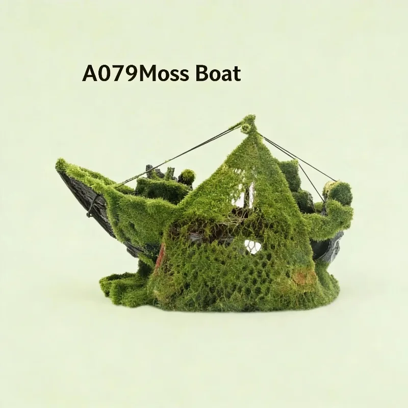 artificial corals for aquarium Modern Flocked Surface Resin Rockery Aquarium Decoration Simulation Reptile Tank Artificial Boat 