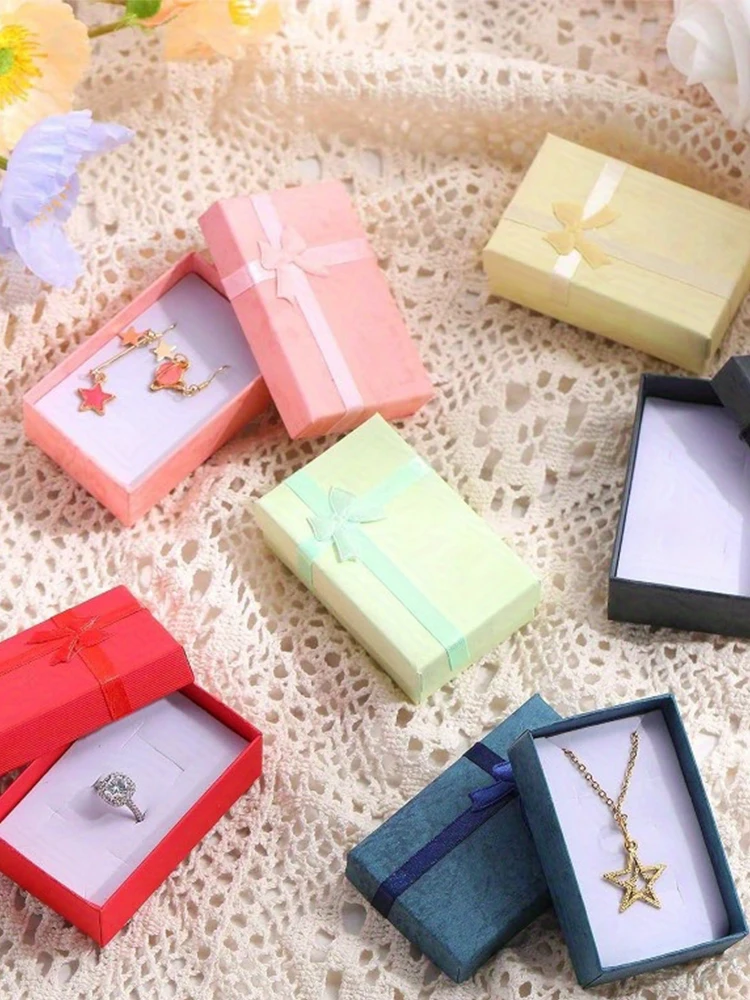 Großhandel 24 Stück verschiedene Farben Schmucksets Display Box Halskette Ohrringe Ring Box 5*8*2,5 cm Verpackung Geschenkbox gemischt – Detail 5