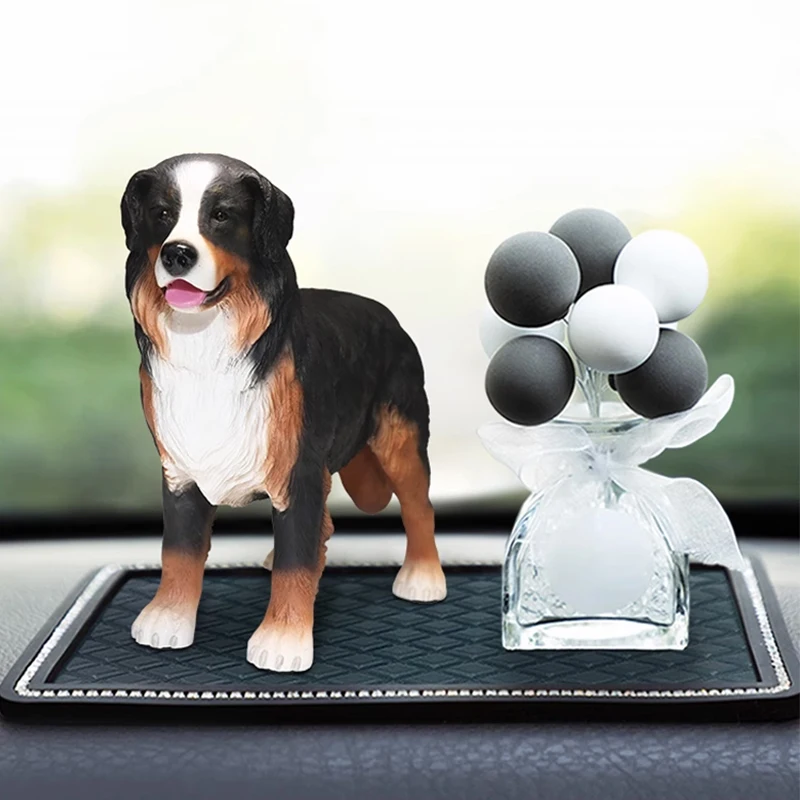

Simulated Bernese Mountain Dog Model Ornament Creative Dog Doll Car Ornament Home Desktop Decoration Animal Statues Resin Crafts