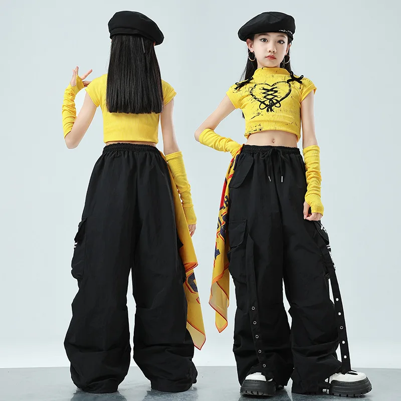Hip Hop Mädchen K-pop Crop Top Street Dance Röcke Jungen Sweatshirt Cargo Hosen Kinder Streetwear Kinder Jazz Kostüme Kleidung Sets