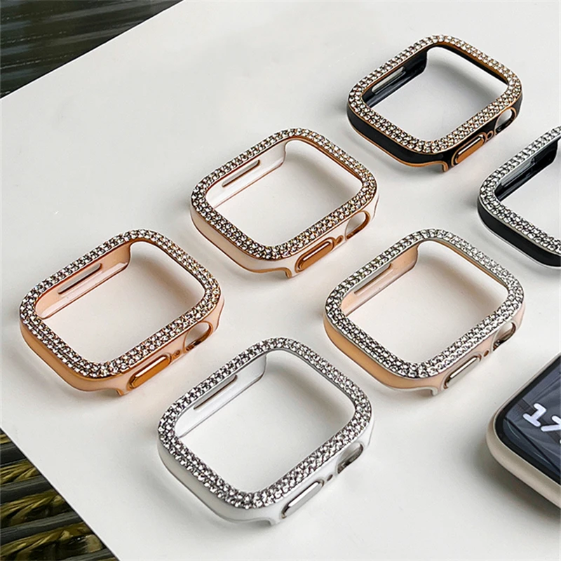 

Luxury Diamand Glitter Hard Case For Apple Watch 41mm 45mm 44mm 42mm 40mm 38mm Accessories Women Cover For iWatch 8 7 5 6 SE 4 3