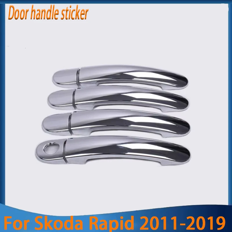 Black Chrome Car Door Handle Covers Styling Accessories Stickers For Skoda Rapid 2011-2019