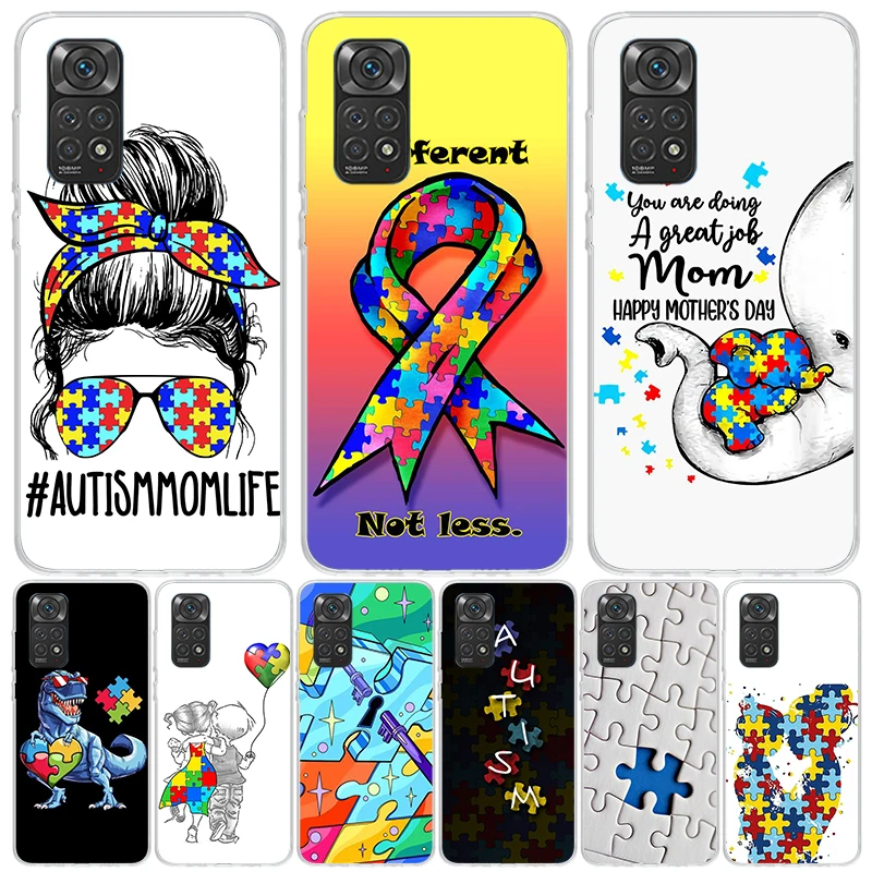 Autism Support Puzzle For Xiaomi Redmi Note 13 12S 12 11S 11 10S 10 Phone Case 9S 9 8T 8 Pro 11T 11E 7 Plus Fundas Cover Coque