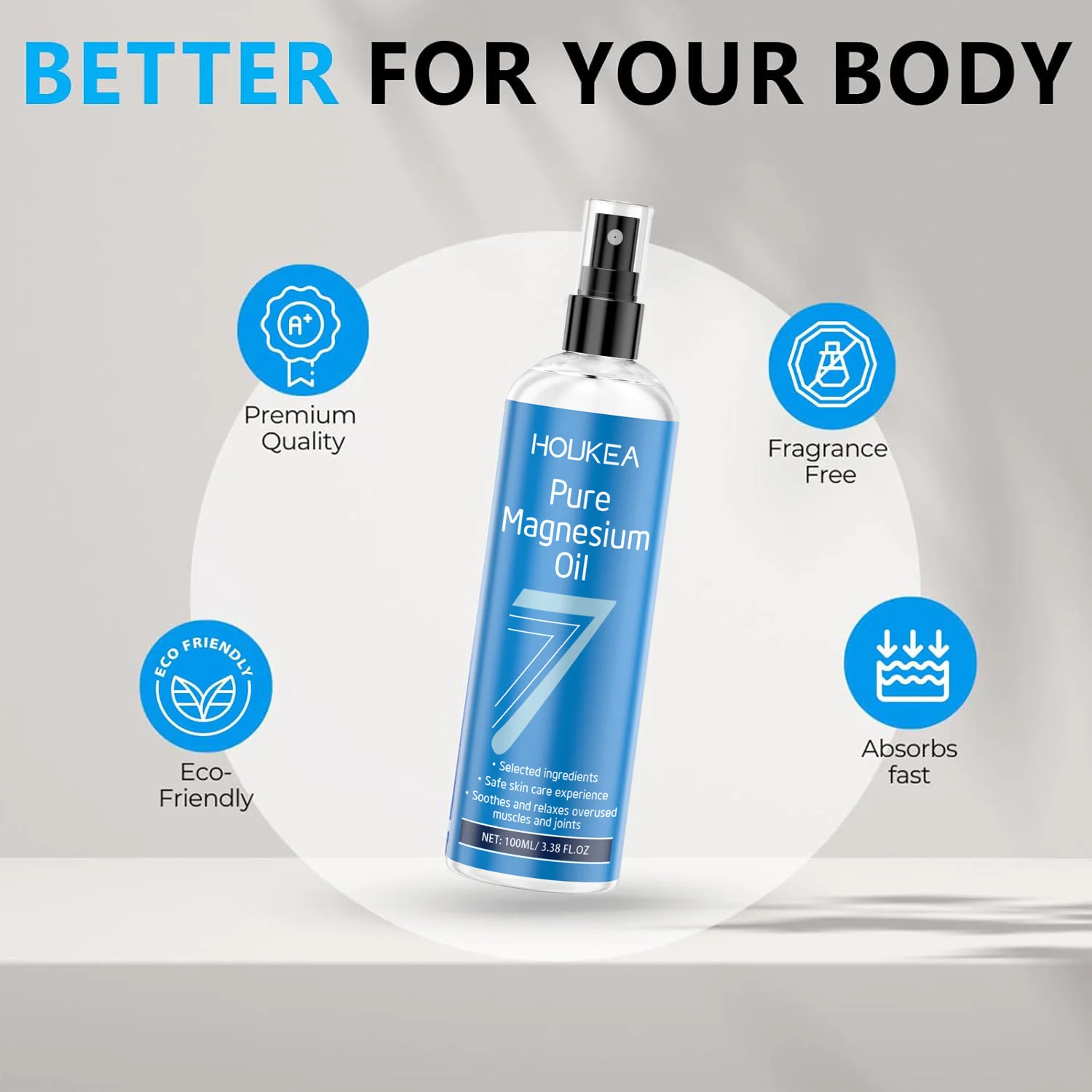 Pure Magnesium Oil Spray - USP Grade Magnesium Chloride Liquid for Foot & Body Care Spray for Relaxation & Quick Absorption100ml view 6