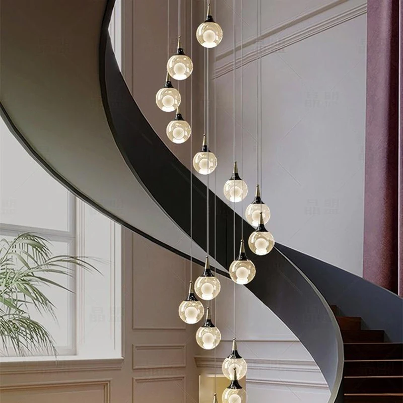 Modern luxury high-rise building decoration LED lights, staircase pendant lights, living room pendant lights, indoor lighting