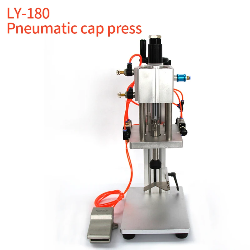 LY-180 Capping Machine Pneumatic Stainless Steel Capper Cork Cap Press Punching Wooden Stopper Bottle Red Wine Sealing Equipment