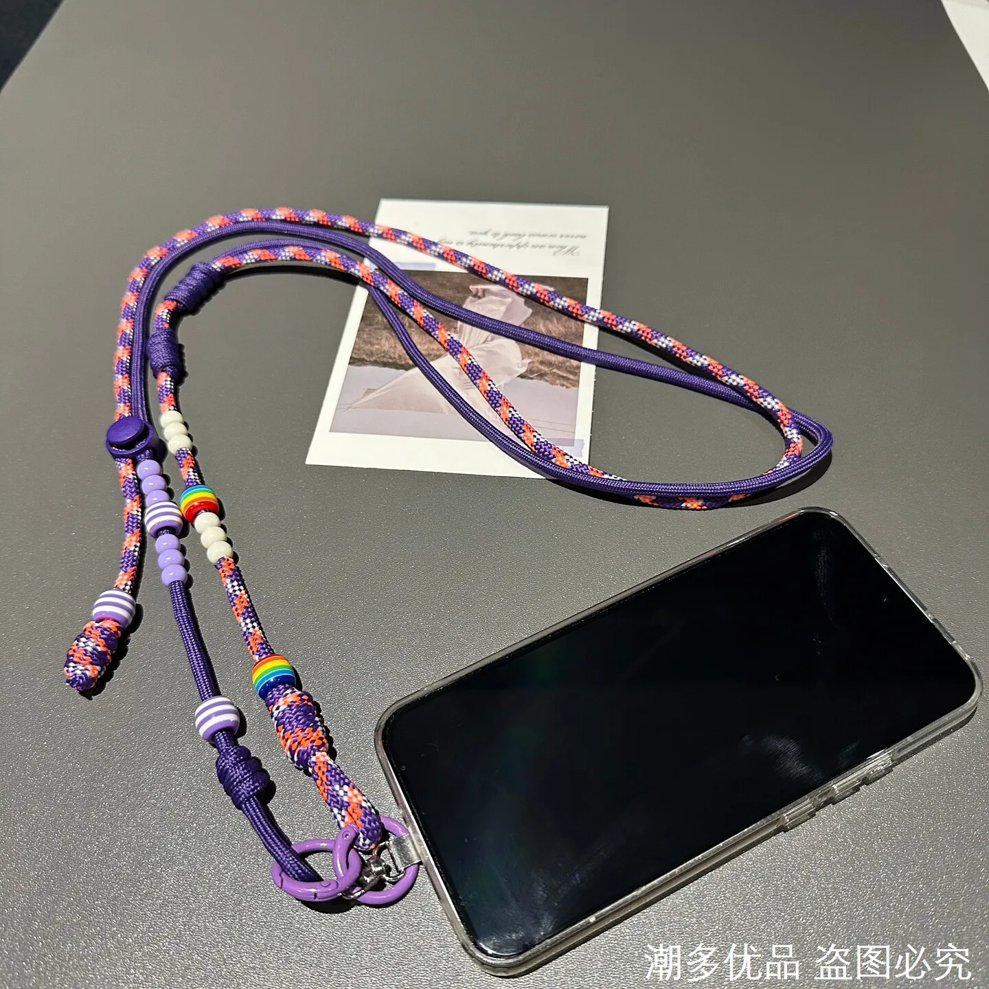 Handmade Contrast Color Weave Mobile Phone Pendant Cross-Body Lanyard Multi-Purpose Adjustable Hanging Badge Children Available