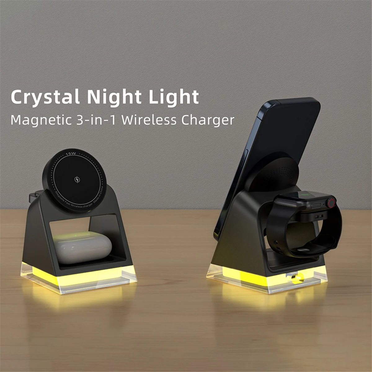 

Эффективная подставка для беспроводного зарядного устройства Magsafe 3 в 1, для Iphone 15 Pro Max