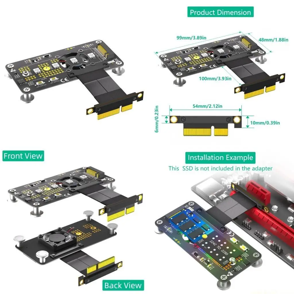 

Удлинительный кабель M.2 NVME для PCIE 4X, 10 см, PCIExpress3.0, преобразователи ключей 4X в M, переходная плата со светодиодом