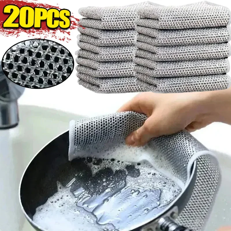 New Wire Rust Removal Cleaning Cloth Kitchen Mesh Cleaning Cloth Reusable Cleaning Rag Microwave Stove Clean Tools Dish Cloth