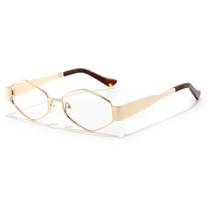 

Fashion Bold Metal Leg Irregular Shaped Glasses Frame Sunglasses UV400 for Young Women Girl for Prescription