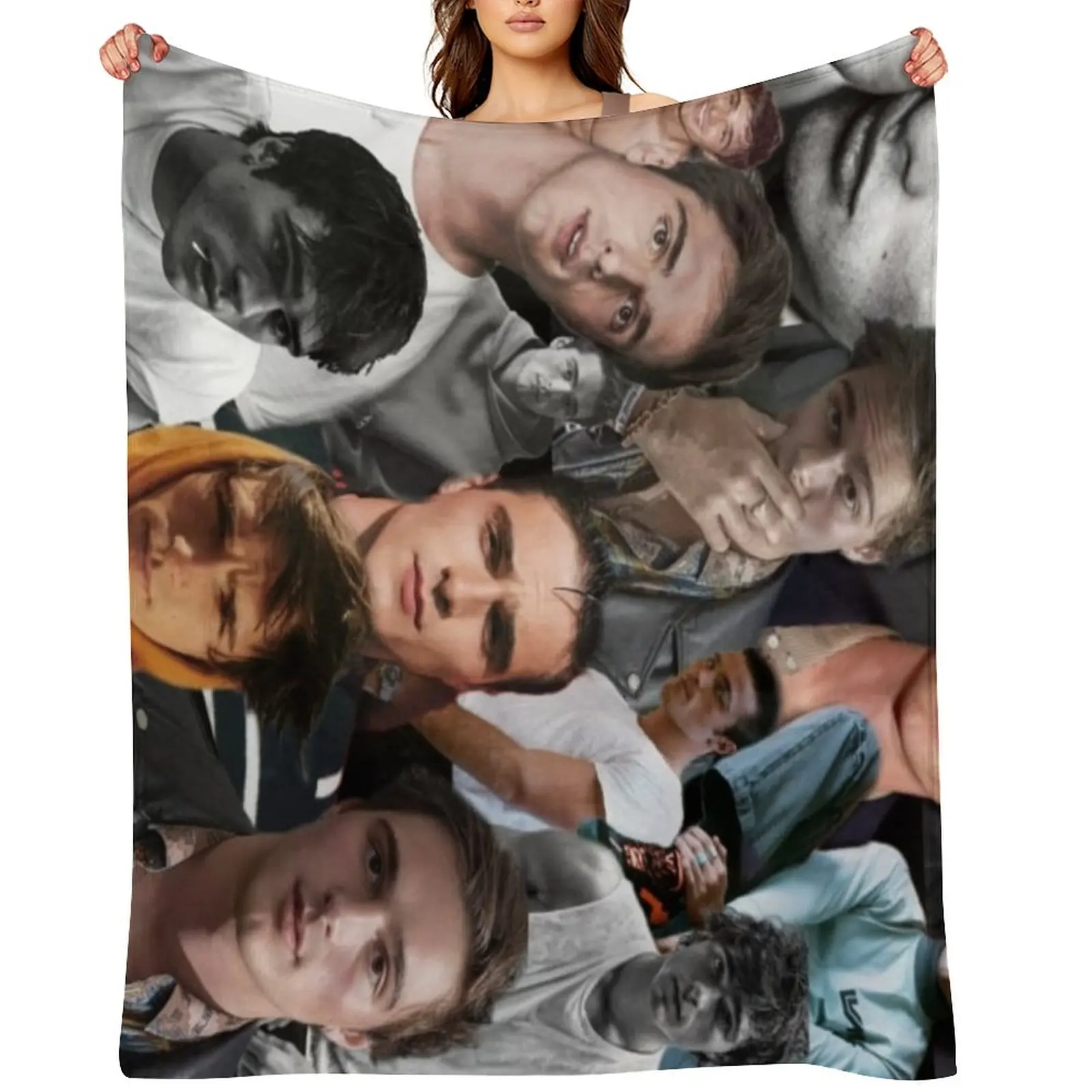 

Jacob Elordi Editing Throw Blanket Warm cosplay anime Picnic Vintage Blankets