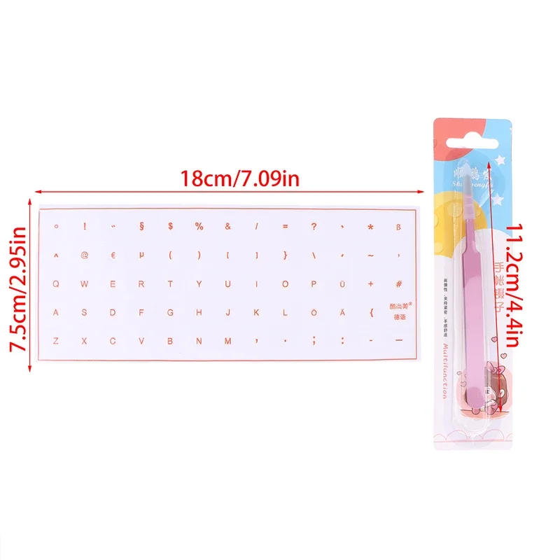 German Tear-Off Film Keyboard Sticker With Tweezers Desktop Laptop Key Sticker Single Film Universal Transparent Sticker