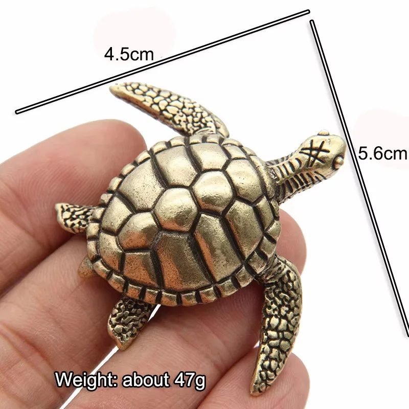 Solid Brass Turtle Small Decorations for Living Room Vintage Copper Sea Animal Miniature Figurines Desk Ornament Decors Bronze