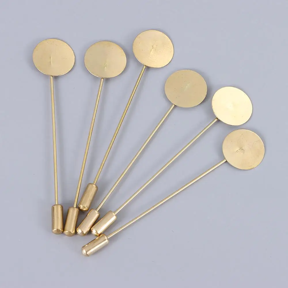 10pcs/set Gold & Silver Plated Simulated Pearl Alloy Copper Long Brooch Pin DIY Lapel Dress Jewelry Making Brooches Base/Tray