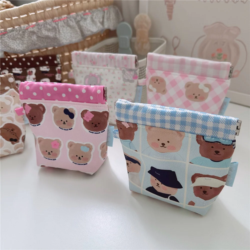 Handmade niche squishy bag with metal frame, earphone bag, cute cartoon animal mini bag with metal frame, key bag