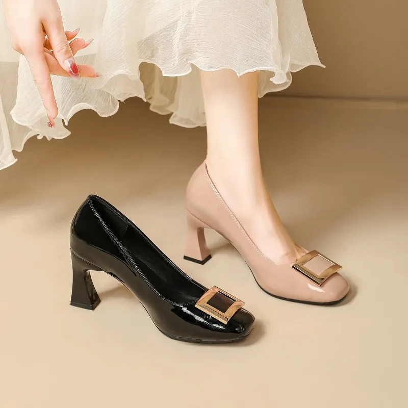 

New Women's Shoes Fashion French Style Square Toe Single Shoes Quality Designer Shoes for Women Luxury High Heels Zapatos Mujer