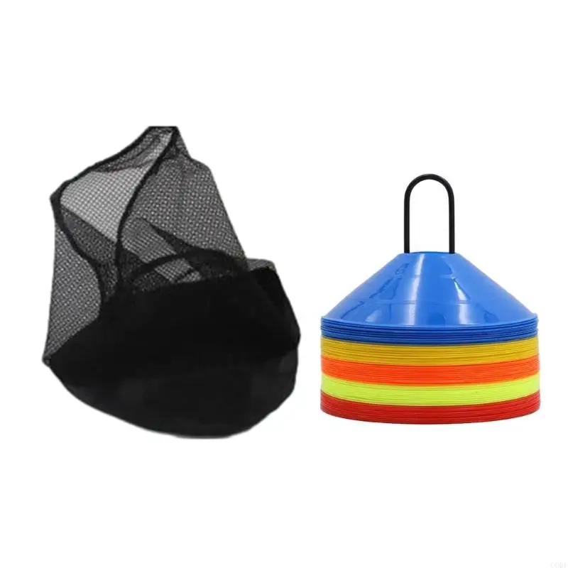 50 PCS Doccer Disc Cones Agility Soccer Corccer مع حقيبة حمل وحامل للتدريب الرياضي وكرة القدم وكرة السلة