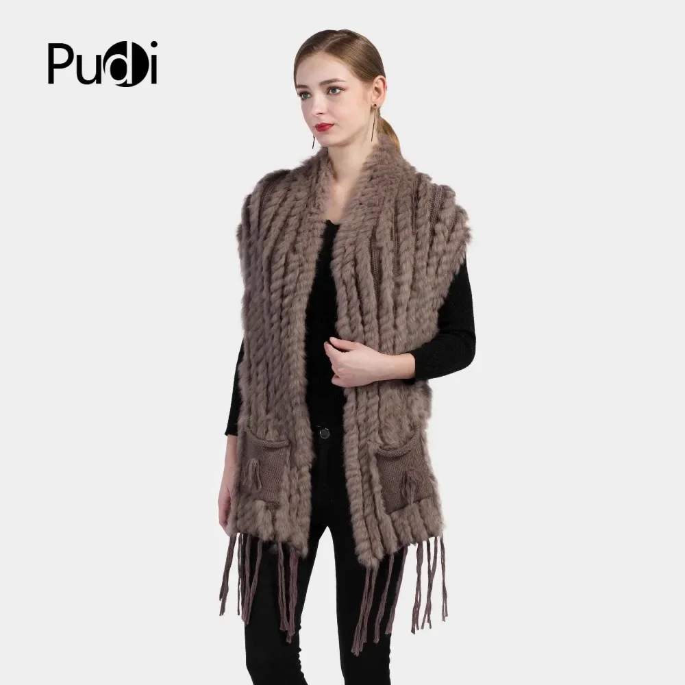 VKR004 Los nuevos chalecos de invierno de punto Real para mujer, chal de piel de conejo, capa, estola, Poncho envolvente