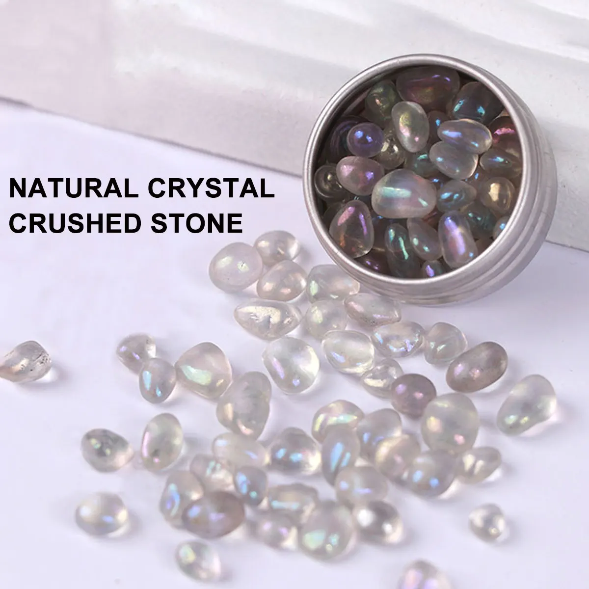 

2 Pack Natural Crystal Stones Aquarium Macadam Decorative Pebbles Rubble for Fish Tank Vase Flowerpot (Moonlight Coloured Stone