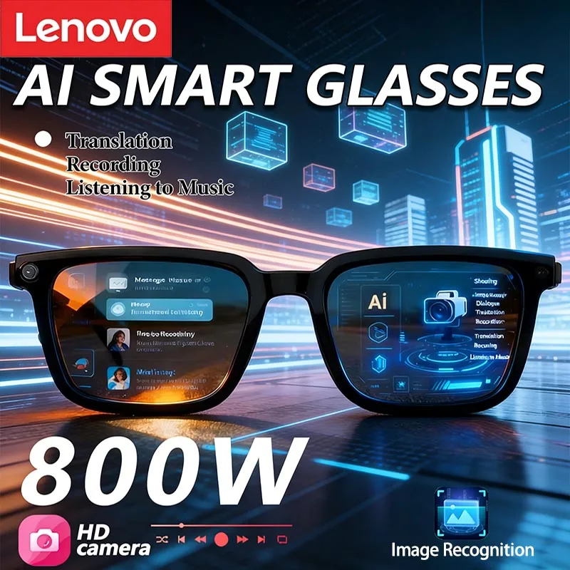 

Lenovo AI Smart Glasses AI Translation 8MP HD Camera 4K Shooting Image Conversation Recording Listening To Music Smart Glasses