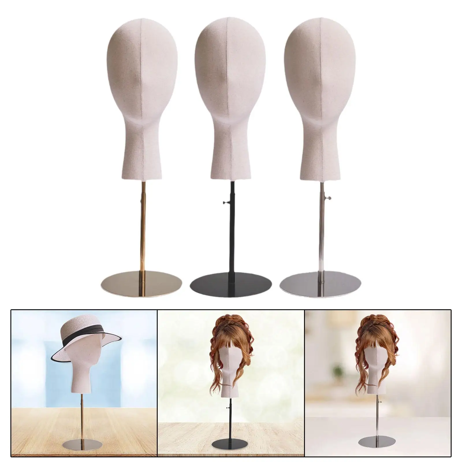 Wigs Head Wigs Holder with Base Adjustable Height Mannequin Head for Wigs Hat Stand for Hairdresser Training Home Salon