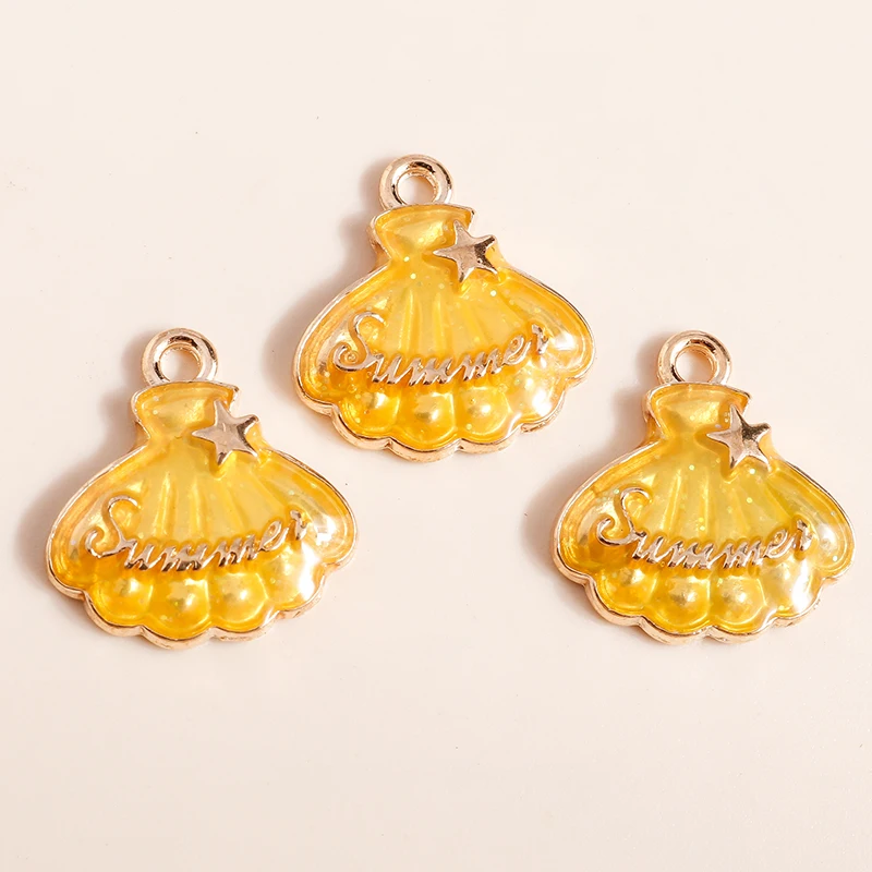 10pcs Mixed Cute Yellow Enamel Animal Charms Bird Whale Duck Shell Bee Fish Pendants DIY Necklaces Earrings Jewelry Making