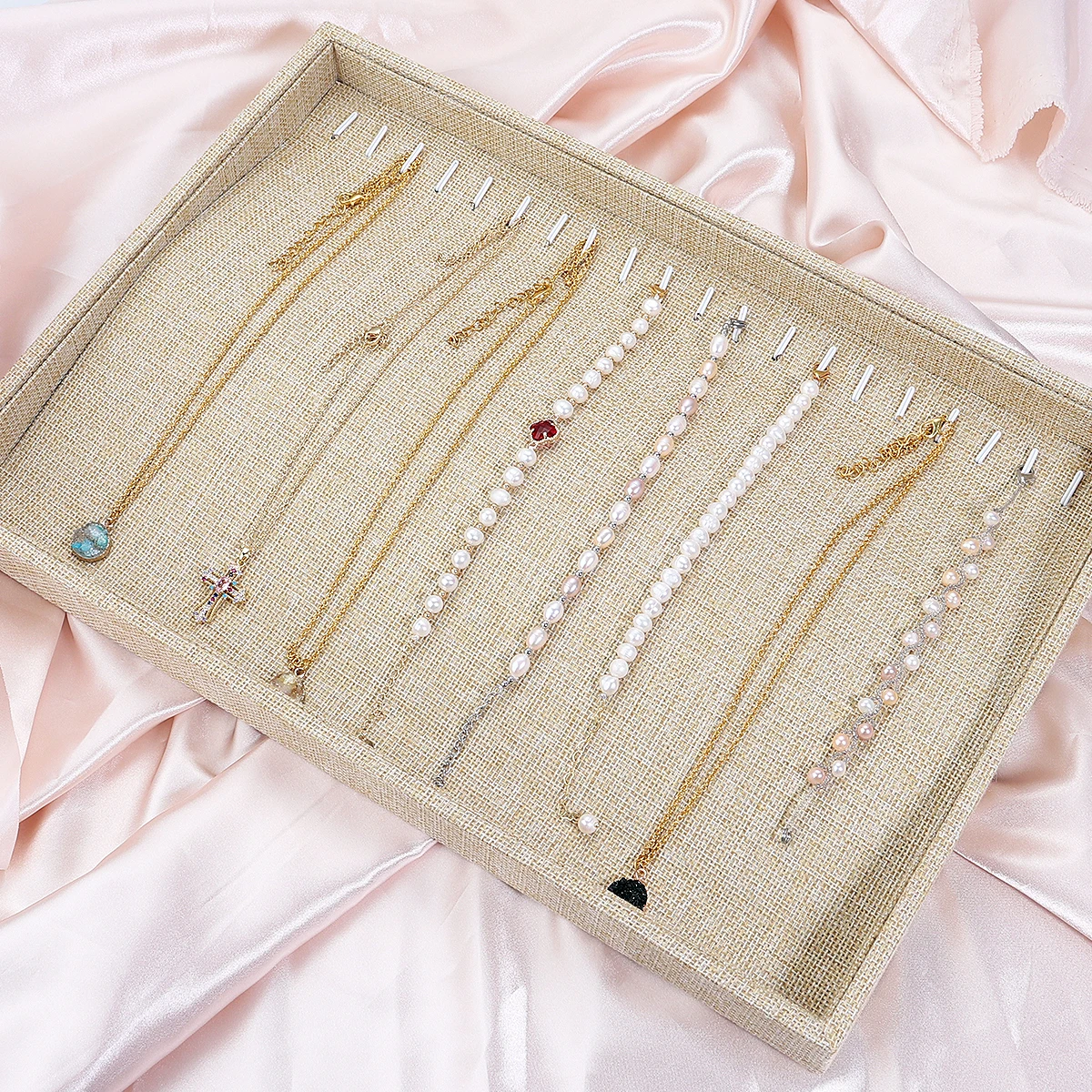 DC 1Pcs Velvet Jewelry Display Tray Multicolor Organizer Holder Box Necklaces Bracelets Rings Storage Show Tray Case Wholesale